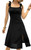 SAMPEEL Black Sleeveless Square Neck Smocked Midi Dress for Women