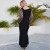 CHICAURA Plus Size 5XL Black Floral Wrap Maxi Dress - Long Sleeve Square Neck