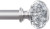 QITERI Adjustable Curtain Rod 48"–86" | 1" Silver Rod with Translucent Finials