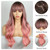 BOGSEA Ombre Pink Long Wavy Wig with Bangs – 24 Inch Heat Resistant