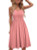 Yathon Women's Coral Spaghetti Strap Cotton Summer Dress with Pockets