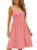 Yathon Women's Coral Spaghetti Strap Cotton Summer Dress with Pockets