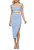 Duigluw Sky Blue Square Neck Cutout Ribbed Bodycon Midi Dress – Size XL