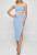 Duigluw Sky Blue Square Neck Cutout Ribbed Bodycon Midi Dress – Size XL