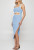 Duigluw Sky Blue Square Neck Cutout Ribbed Bodycon Midi Dress – Size XL