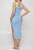 Duigluw Sky Blue Square Neck Cutout Ribbed Bodycon Midi Dress – Size XL