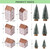 Mokof 12-Piece Christmas Village Set – Wooden Houses & Snowy Trees
