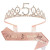 CIEHER 5th Birthday Crown & Sash Set – Rose Gold Glitter Tiara for Girls