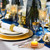 HOVTOV Gold Iron Pillar Candle Holder Plate 9.8" Wedding Centerpiece