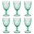 BTGLLAS Light Blue Wine Glass Goblets – Set of 6, 10oz Retro Crystal