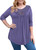 Women's Plus Size Purple Lace Pleated Tunic Top – Short Sleeve 4XL