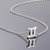 Gemini Zodiac Sign Pendant Necklace 18K White Gold Plated 18" Rolo Chain