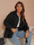 Women's Black Corduroy Shacket Jacket Large – Button Down with Pockets