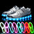 Kids LED Light-Up Sneakers 7 Colors Hook & Loop USB Rechargeable Silver Sz 12