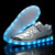 Kids LED Light-Up Sneakers 7 Colors Hook & Loop USB Rechargeable Silver Sz 12