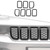 Five black ABS front grille insert trim pieces for 2021-2024 Jeep Grand Cherokee laid out flat showing numbered backs