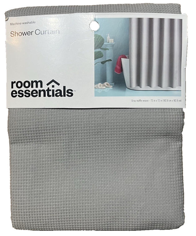 Room Essentials Gray Mist Waffle Weave Shower Curtain 72x72 – OEKO-TEX
