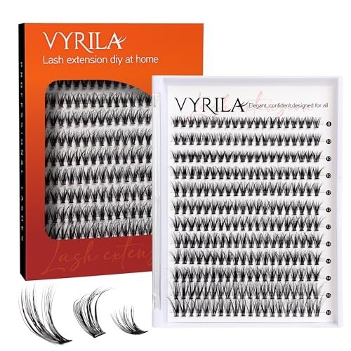 VYRILA 240pc DIY Lash Clusters 8-16mm C Curl 3D Wispy Faux Mink Extensions