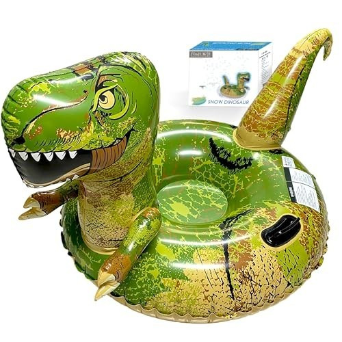 FindUWill 65" Dinosaur Inflatable Snow Tube - Heavy-Duty Double-Layer PVC Sled