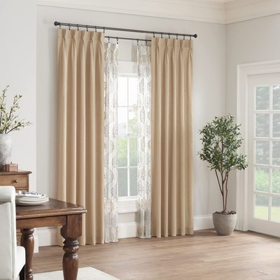 Waverly Serendipity Pinch Pleat Light Filtering Curtain Panel 25x95 Linen