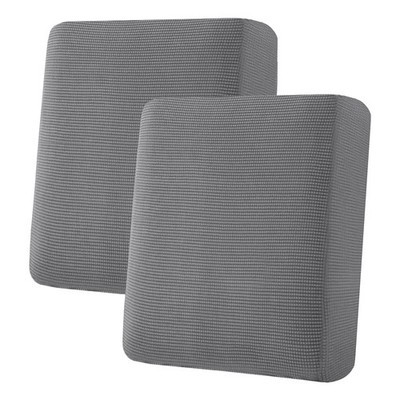 H.VERSAILTEX Grey Jacquard Stretch Sofa Seat Cushion Covers – 2 Pack