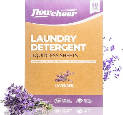 Flowcheer Eco-Friendly Laundry Detergent Sheets – 60 Loads, Lavender