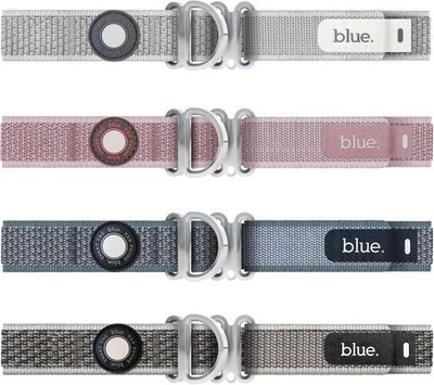 CloudTag NFC Smart Dog Collar – Silent Aluminum ID Tag, Small Heron Blue
