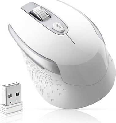 Cimetech Silent Wireless Optical Mouse – 1600 DPI Ergonomic White