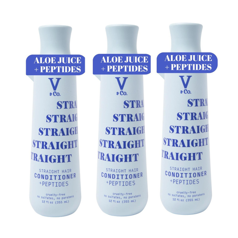 V&Co Straight Hair Conditioner – Peptide & Aloe, Sulfate-Free 3-Pack
