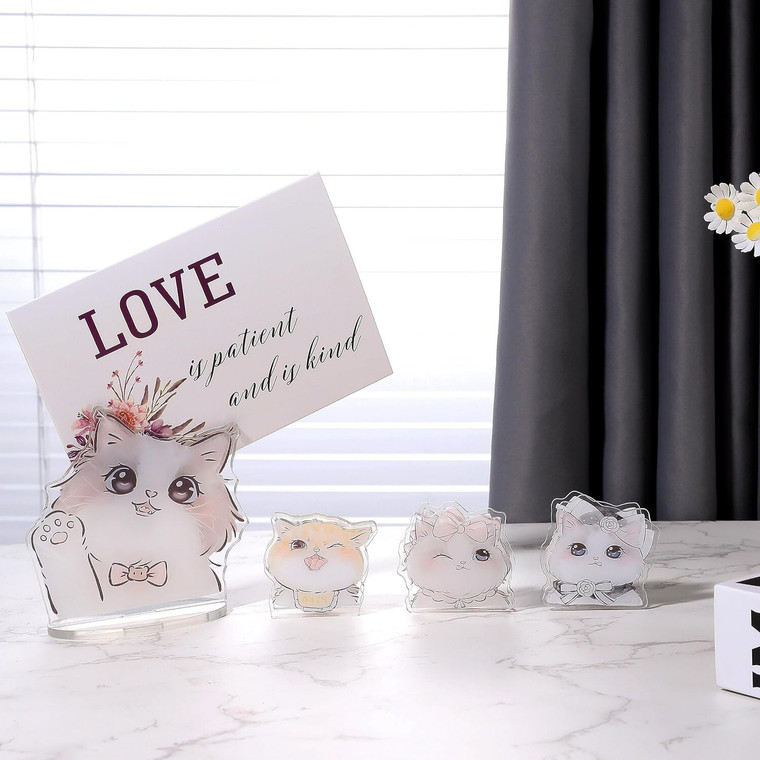 MALACHI Acrylic Cat Memo Holder Stand – Cute Clear Desk Decor, 2x2x2 in