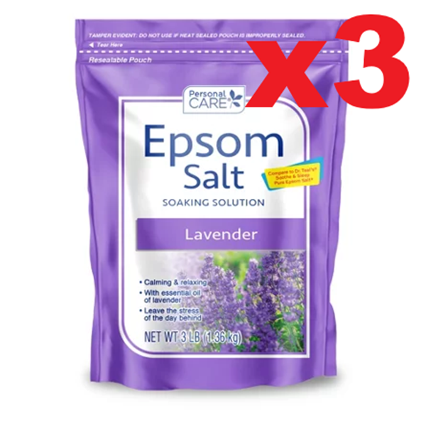 Personal Care Lavender Epsom Salt 3-Pack (9 lb) – Muscle Soak & Relaxation