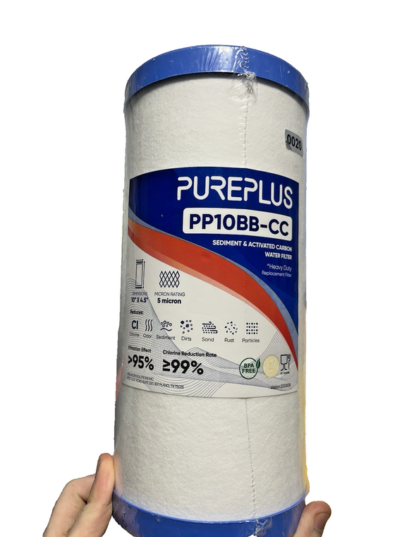 PurePlus PP10BB-CC 5 Micron 10"x4.5" Big Blue Carbon Sediment Whole House Filter