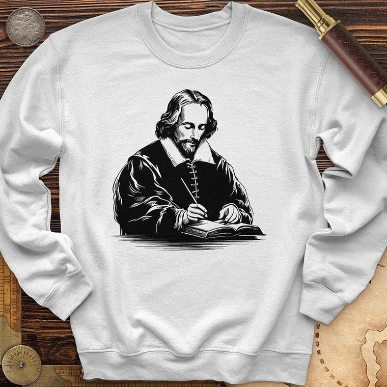 Gildan 18000 Shakespeare Quill Crewneck Sweatshirt – White, Small
