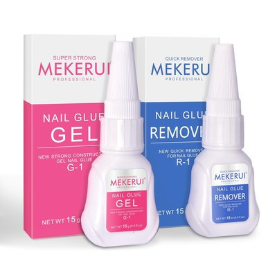 Mekerui Nail Glue Gel & Remover Kit – 7-Second Bond, No UV Light Needed
