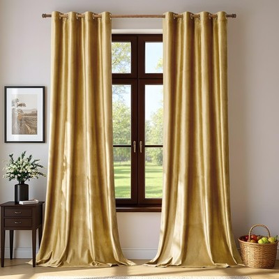 BULBUL Gold Velvet Blackout Curtains 84" – 2-Panel Grommet Set