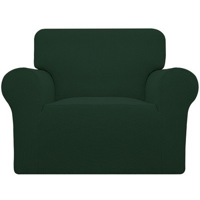 Easy-Going Oversized Chair Slipcover – Dark Green Check Stretch Jacquard