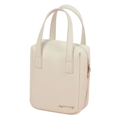 YNGVE Small Waterproof PU Leather Makeup Bag – Beige Travel Cosmetic Pouch