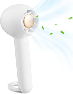 Sowmow Portable Rechargeable Handheld Fan – 2-Speed, 12-Hour Battery, White