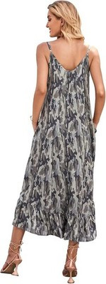 BUENOS NINOS Women's V-Neck Boho Floral Maxi Dress with Pockets – Size S