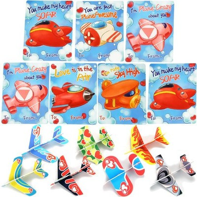 Nasidear 35-Pack Valentine's Day Cards with Foam Airplane Toys for Kids