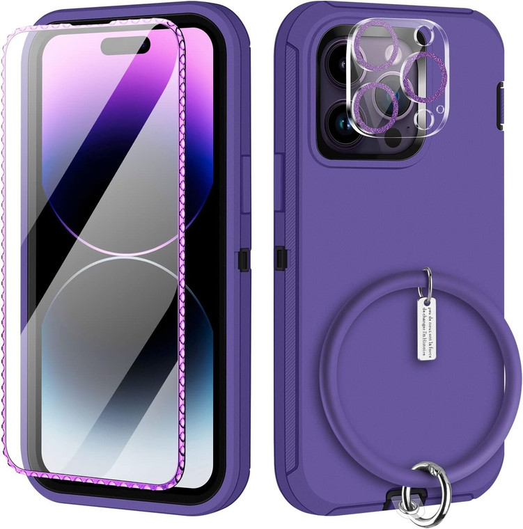 iPhone 14 Pro Heavy Duty Shockproof Case with Screen & Lens Protector