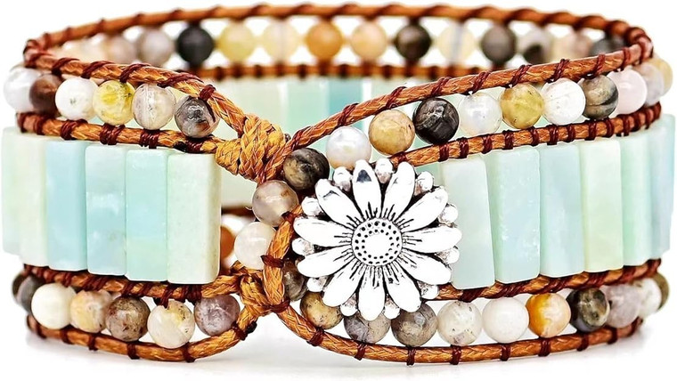 Natural Amazonite Crystal Multilayer Bracelet – Women's Healing Gemstone Gift