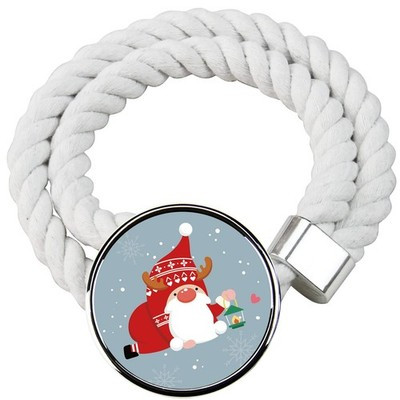 Christmas Curtain Tiebacks 2 Pack – Santa Cotton Rope Holdbacks White