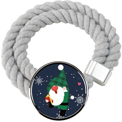 Christmas Curtain Tiebacks 2-Pack – Santa Cotton Rope Holdbacks in Gray