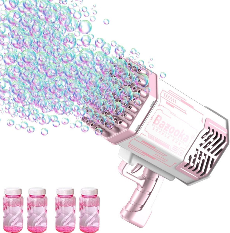 HQF 88-Hole Bubble Machine with LED Lights, Fan & 4 Solution Tanks