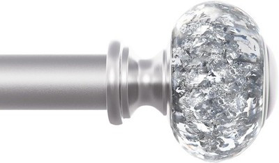 QITERI Adjustable Curtain Rod 48"–86" | 1" Silver Rod with Translucent Finials