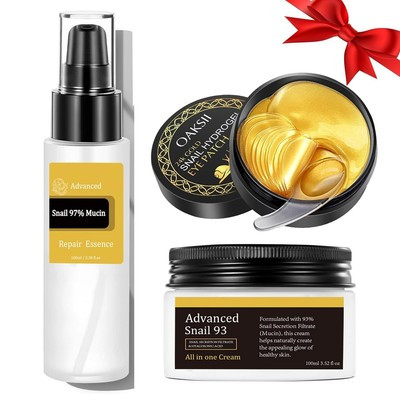 OAKSII Snail Mucin Power Essence 3-Piece Set – Serum, Cream & Eye Patch