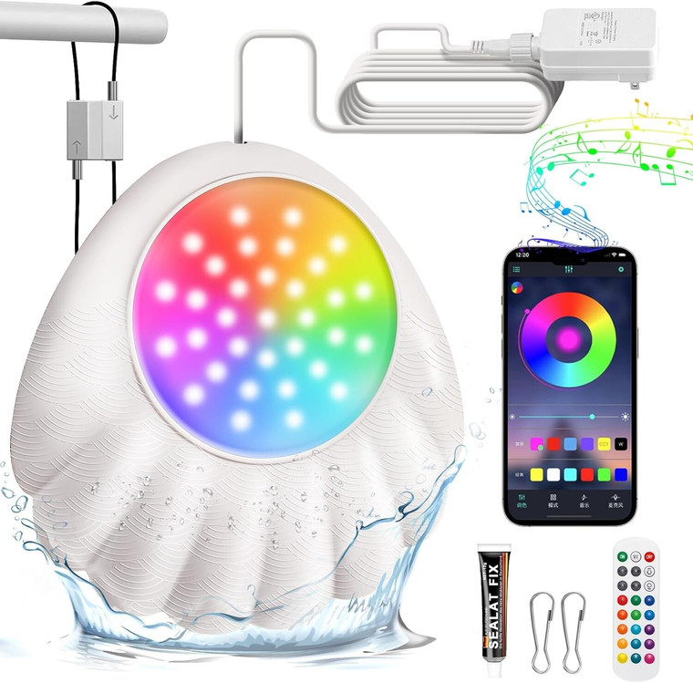 LOFTEK 10W RGB LED Pool Light – App & Remote Control, IP68, 33ft Cord