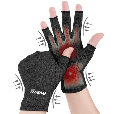 TFUSOM Fingerless Arthritis Compression Gloves – Anti-Slip Grip, Dim Grey