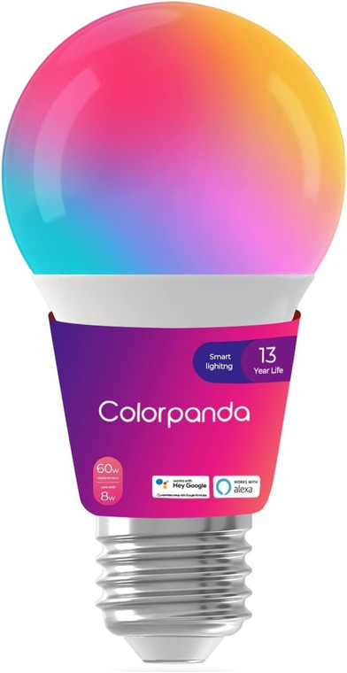 Colorpanda A19 Smart LED Color Changing Bulb – Alexa & Google, No Hub